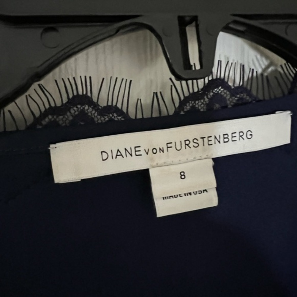 lace DVF Diane von Furstenberg jacket size 8 navy blue - Picture 5 of 12